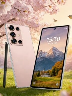Premium Pink Smartphone with Stylus — Sleek Modern Design